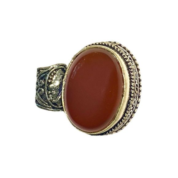 Natural Carnelian Gemstone in a Handmade Vintage-Look Pendant - Picture 4 of 5